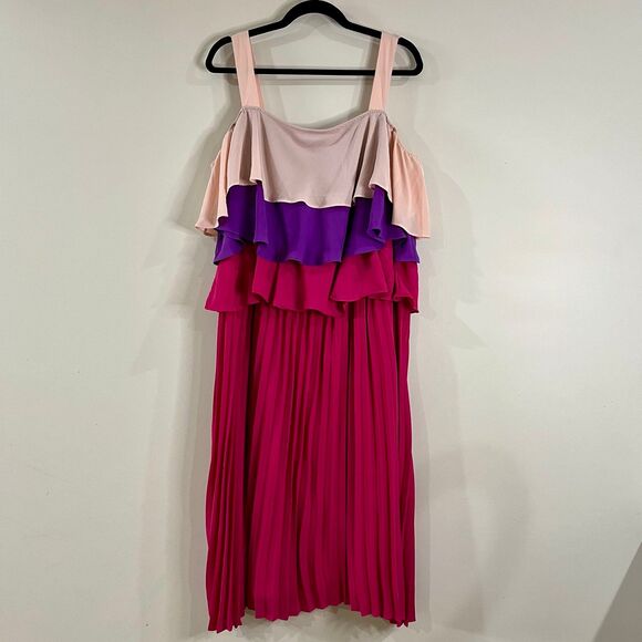 Lane Bryant Tiered Pleated Midi Dress size 22 - Picture 2 of 7